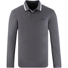 BOSS GREEN langarm Poloshirt grau