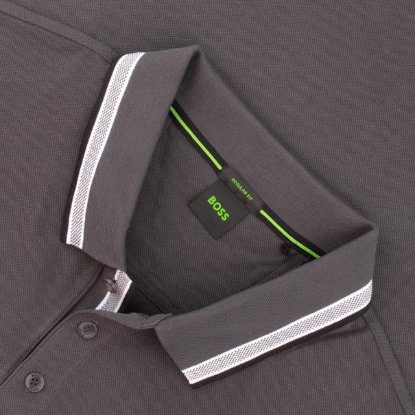 BOSS GREEN langarm Poloshirt grau