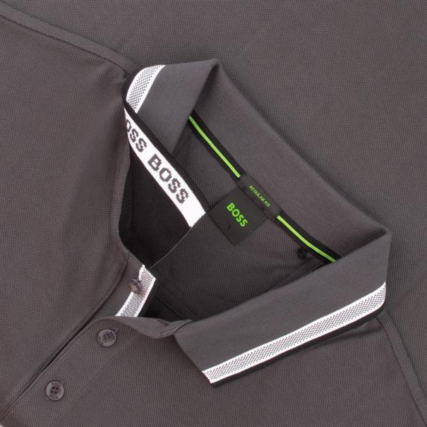 BOSS GREEN langarm Poloshirt grau