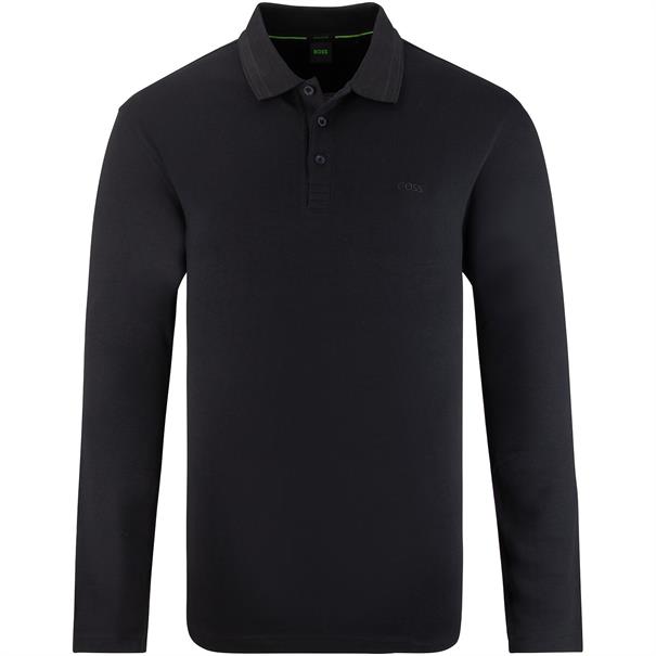 BOSS GREEN langarm Poloshirt schwarz