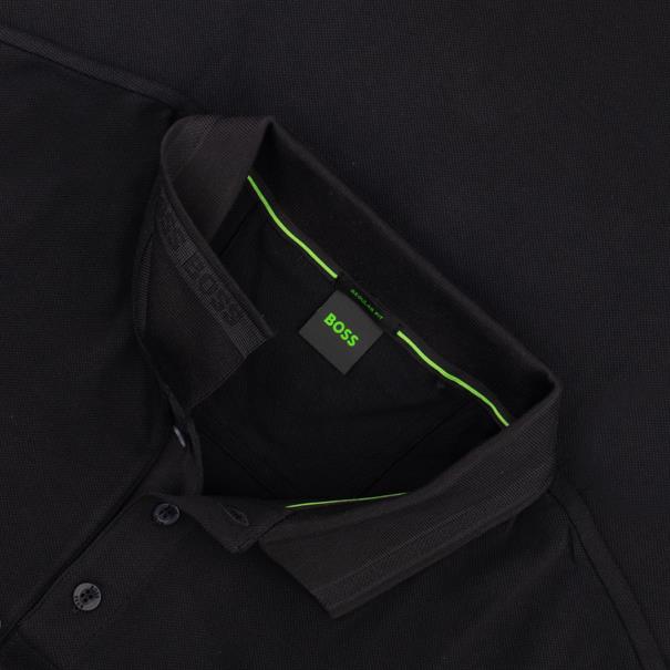BOSS GREEN langarm Poloshirt schwarz