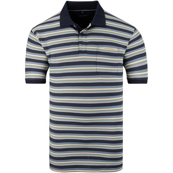 CASAMODA gestreiftes halbarm Poloshirt blau