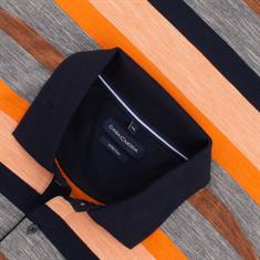 CASAMODA gestreiftes halbarm Poloshirt orange