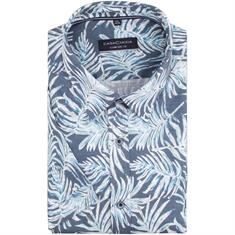 CASAMODA halbarm Freizeithemd im All-Over-Print blau