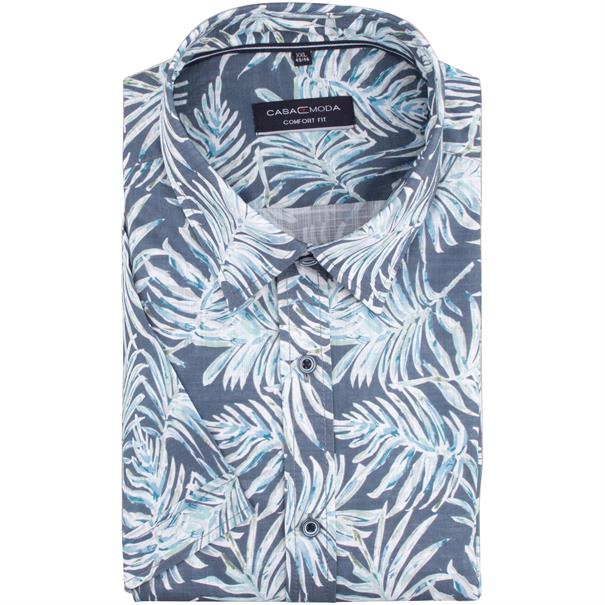 CASAMODA halbarm Freizeithemd im All-Over-Print blau