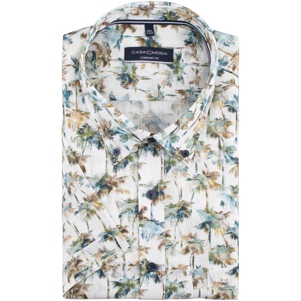 CASAMODA halbarm Freizeithemd im All-Over-Print weiß