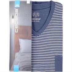Langer Schlafanzug grau-meliert mit V-Ausschnitt von CECEBA  bis Übergröße 7XL 