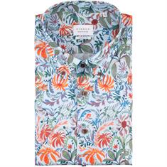 ETERNA florales halbarm Cityhemd blau