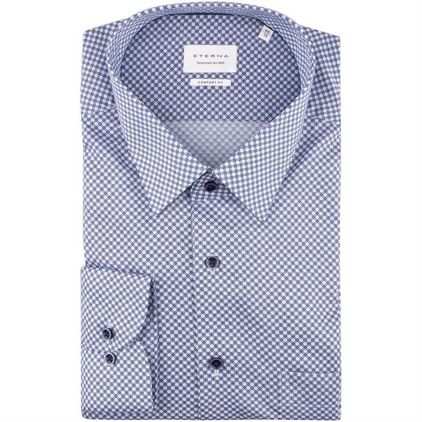 ETERNA gemustertes Cityhemd - EXTRA lang blau