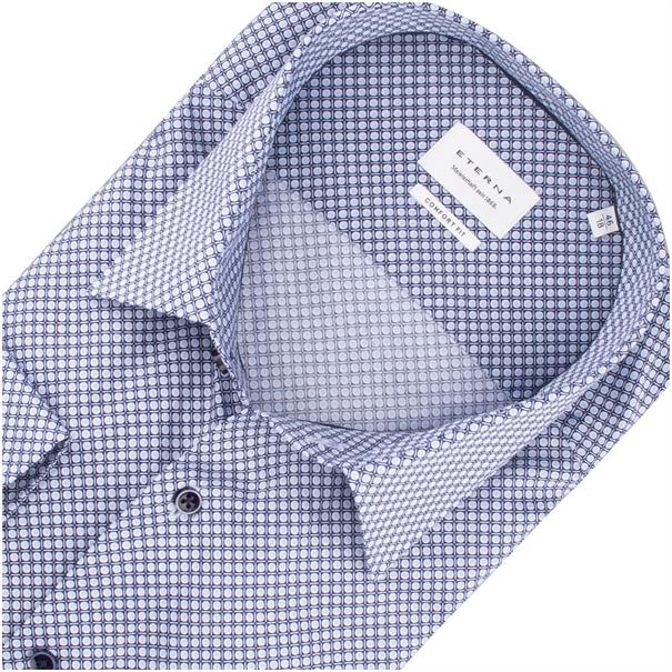 ETERNA gemustertes Cityhemd - EXTRA lang blau