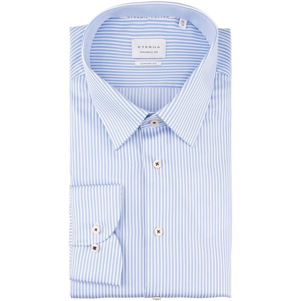ETERNA gestreiftes Cityhemd- EXTRA lang hellblau