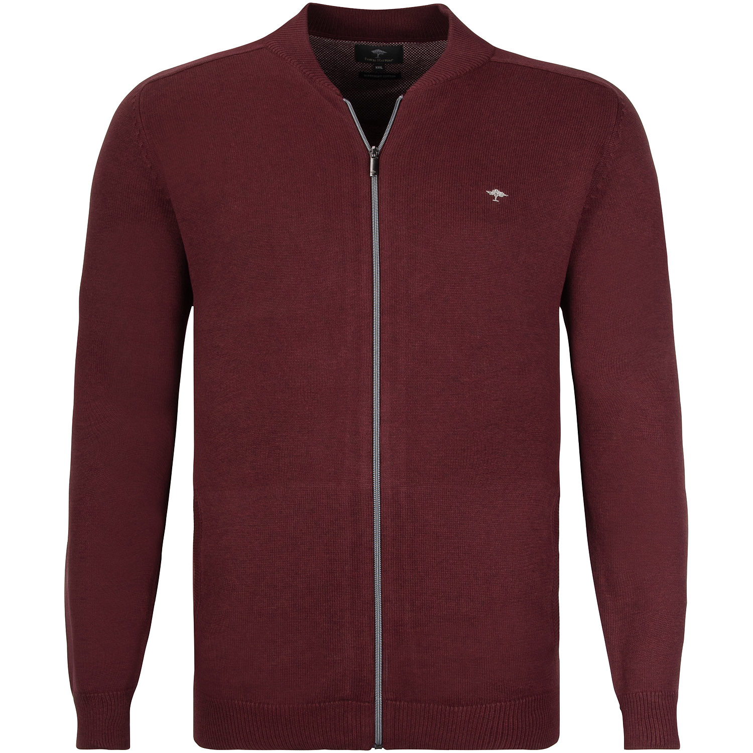 FYNCH HATTON Strickjacke 3+4 XL bordeaux Herrenmode in Übergrößen kaufen | Stoffgürtel