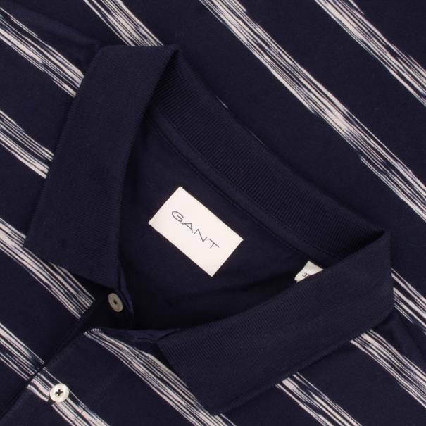 GANT gestreiftes halbarm Poloshirt dunkelblau