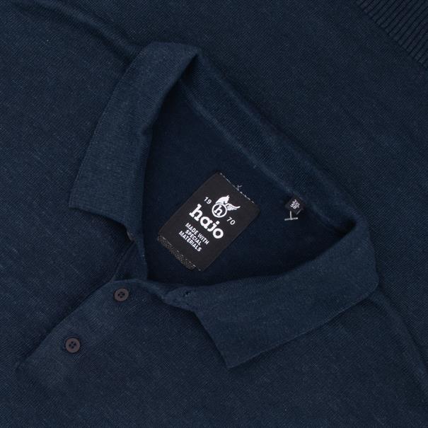 HAJO halbarm Polo-Pullover dunkelblau