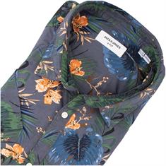 JACK & JONES florales halbarm Freizeithemd anthrazit