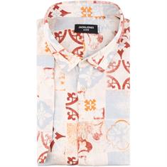 JACK & JONES halbarm Freizeithemd mit Leinenanteil hellblau