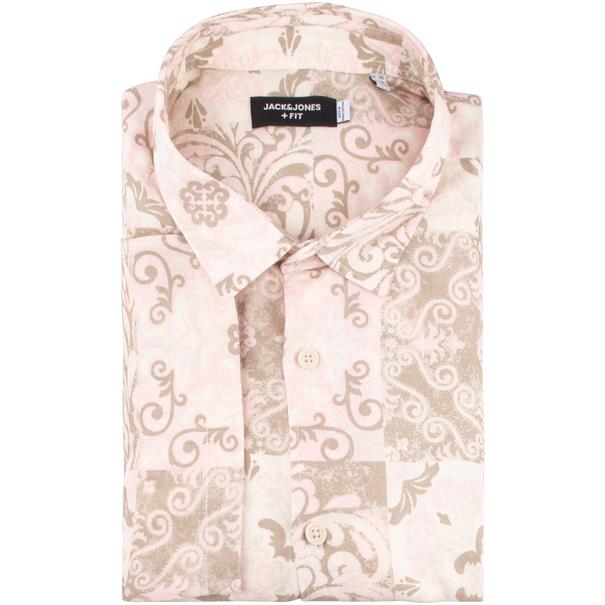 JACK & JONES halbarm Freizeithemd mit Leinenanteil rose