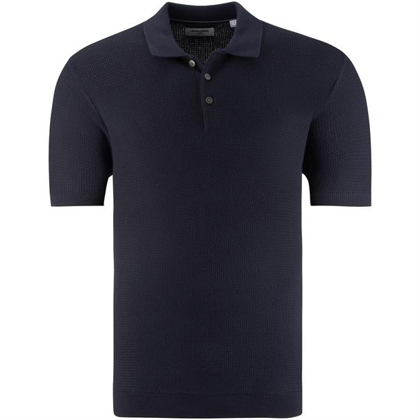 JACK & JONES halbarm Polo-Pullover dunkelblau
