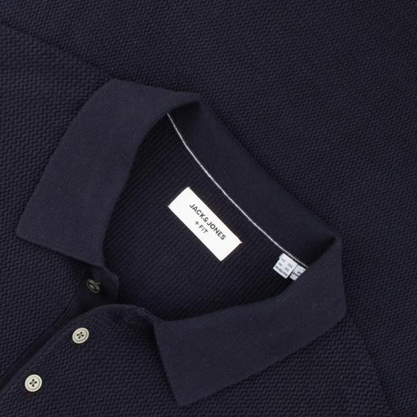 JACK & JONES halbarm Polo-Pullover dunkelblau