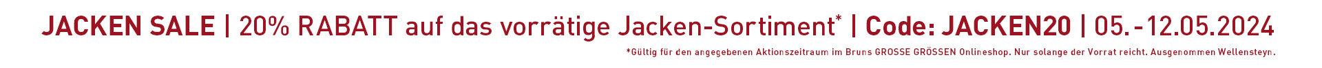 Jacken Sale 20% Aktion 05.-12.05.