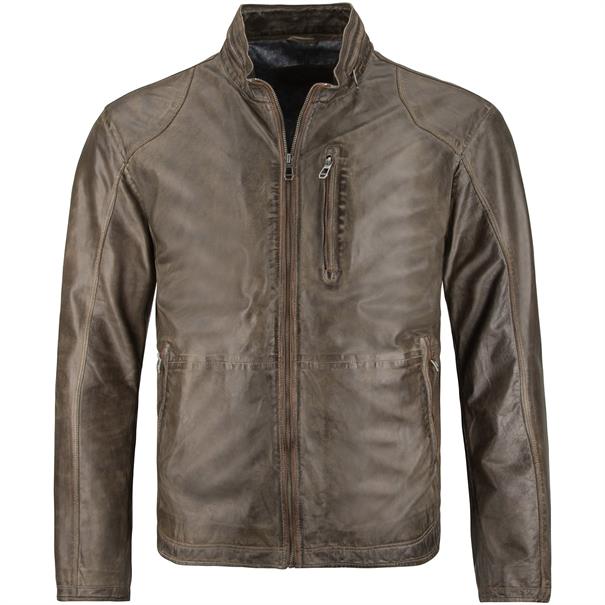 MILESTONE Lederjacke khaki