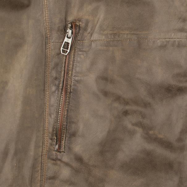 MILESTONE Lederjacke khaki