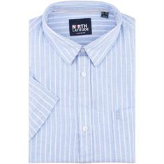NORTH gestreiftes halbarm Freizeithemd hellblau