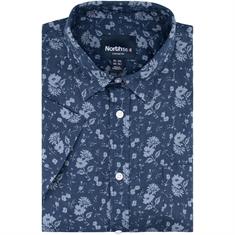 NORTH halbarm Freizeithemd blau