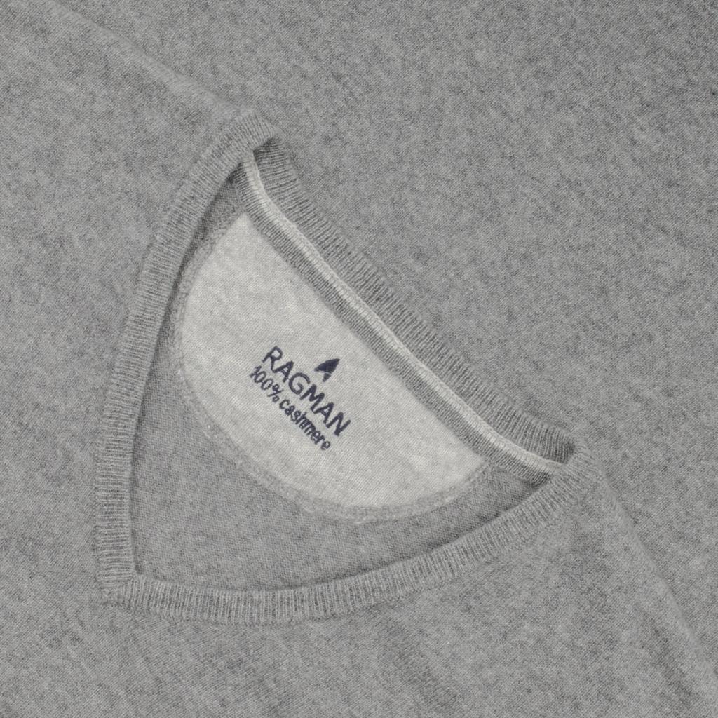 RAGMAN Kaschmir V-Pullover hellgrau Herrenmode in Übergrößen kaufen | T-Shirts
