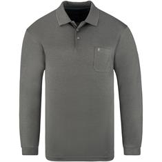 RAGMAN langarm Poloshirt grau-meliert