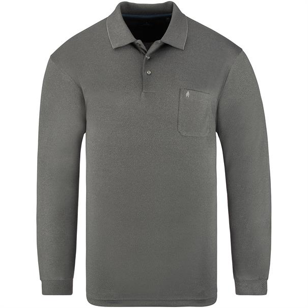 RAGMAN langarm Poloshirt grau-meliert