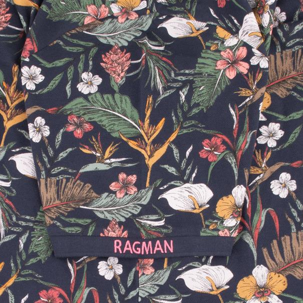 RAGMAN Poloshirt All-Over-Print blau