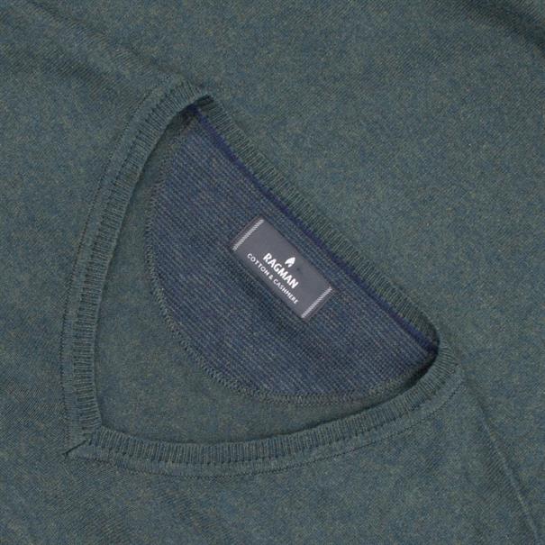 RAGMAN V-Pullover grün