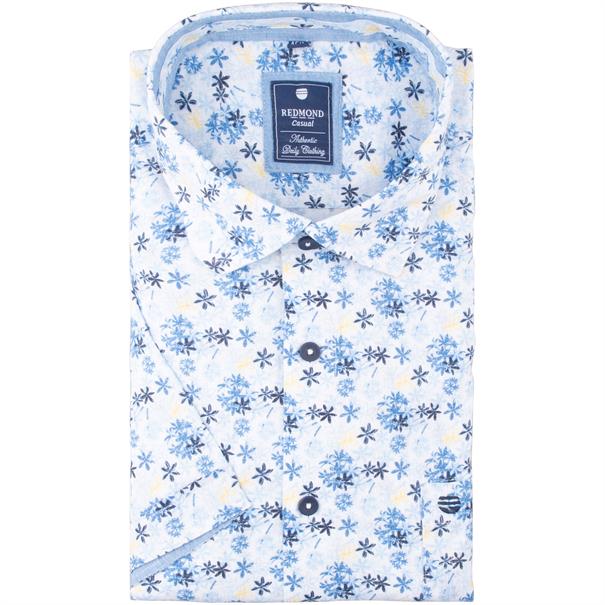 REDMOND florales halbarm Freizeithemd hellblau