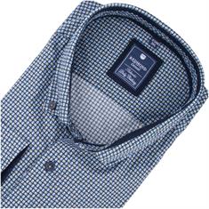 REDMOND gemustertes Freizeithemd blau