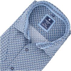 REDMOND gemustertes halbarm Freizeithemd blau
