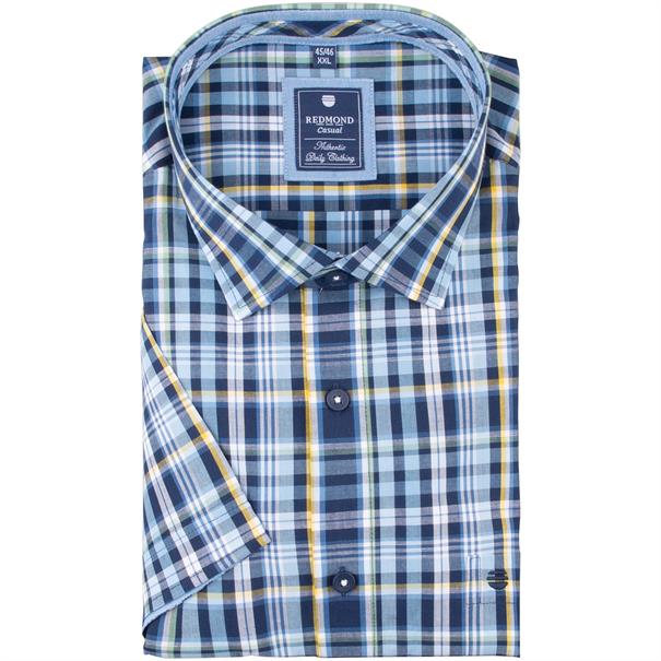 REDMOND kariertes halbarm Freizeithemd blau