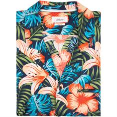 S.OLIVER halbarm Hawaiihemd blau