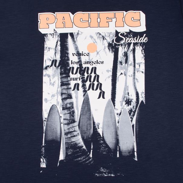 S.OLIVER T-Shirt aus Baumwoll-Flammgarn dunkelblau