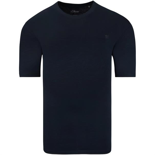 S.OLIVER T-Shirt aus Baumwoll-Flammgarn dunkelblau