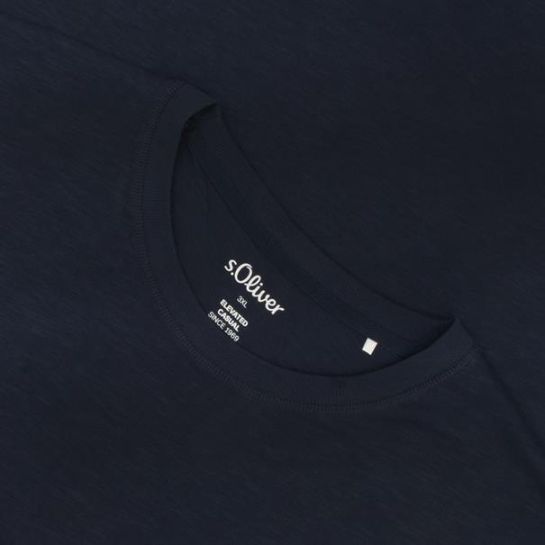S.OLIVER T-Shirt aus Baumwoll-Flammgarn dunkelblau