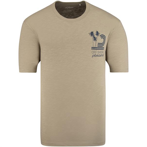 S.OLIVER T-Shirt aus Baumwoll-Flammgarn khaki
