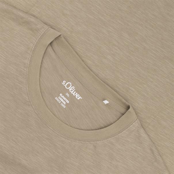 S.OLIVER T-Shirt aus Baumwoll-Flammgarn khaki