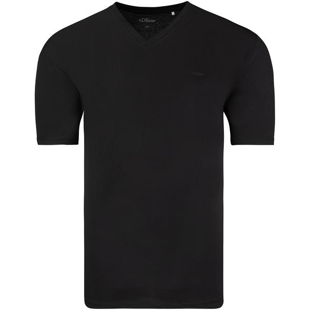 S.OLIVER T-Shirt mit V-Ausschnitt schwarz
