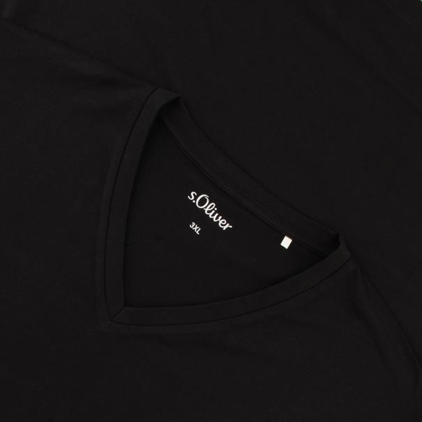 S.OLIVER T-Shirt mit V-Ausschnitt schwarz