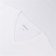 S.OLIVER T-Shirt mit V-Ausschnitt weiß