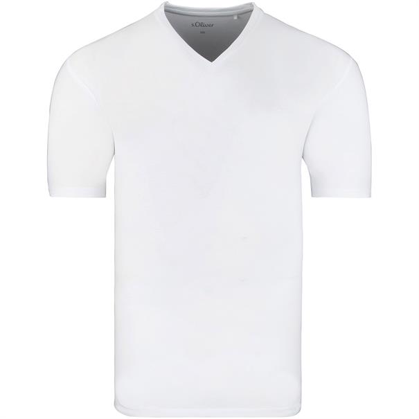 S.OLIVER T-Shirt mit V-Ausschnitt weiß