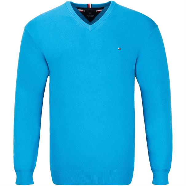 TOMMY HILFIGER V-Pullover mittelblau